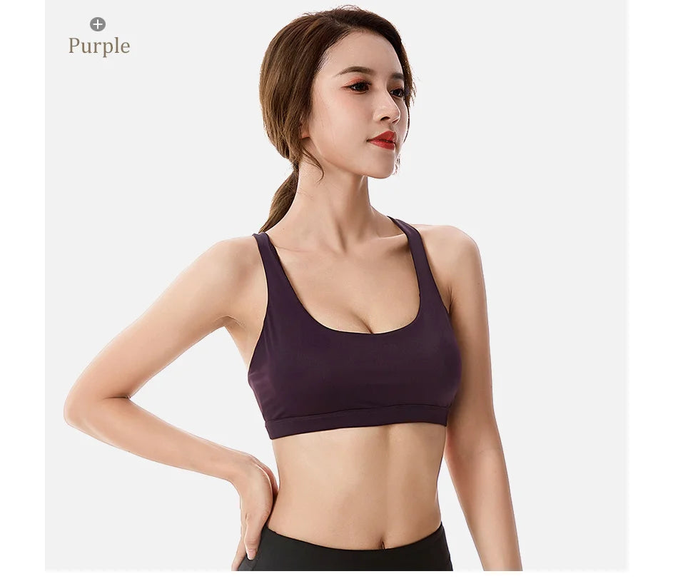 Push Up Sports Bra – Wirefree Padded Crisscross Crop Top for Gym & Yoga 💪✨