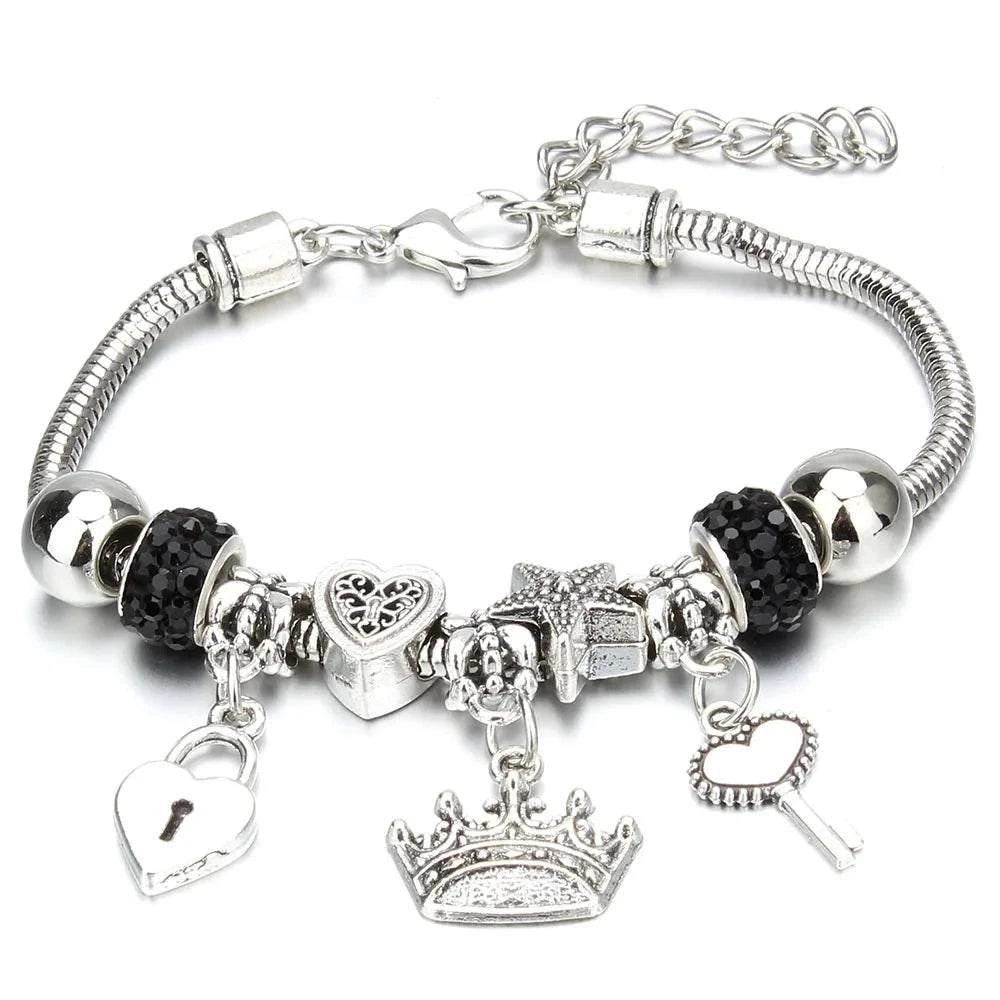 Shop All I Want 1 Shop All I Want 🐘 Antique Elephant Key Lock Bracelet – 6 Colors, Glass Beads & Bangle, DIY Jewelry Gift for Women 🎁