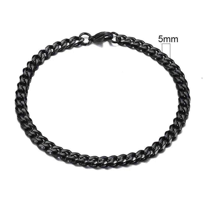 Shop All I Want 5mm Black / 18cm SHOP ALL I WANT Men's Chunky Miami Curb Bracelet 🌟🔗