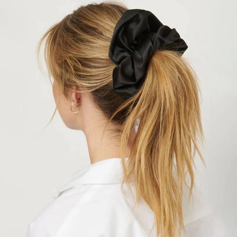 Shop All I Want Black / One Size SHOP ALL I WANT Oversized Satin Scrunchies 🎀💁