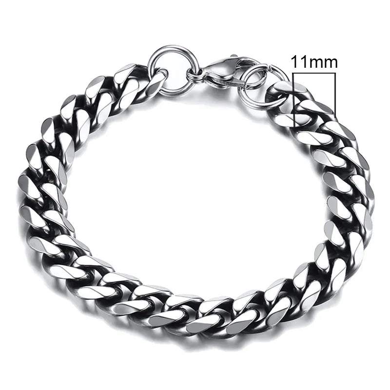 Shop All I Want 11mm Vintage Silver / 18cm SHOP ALL I WANT Men's Chunky Miami Curb Bracelet 🌟🔗