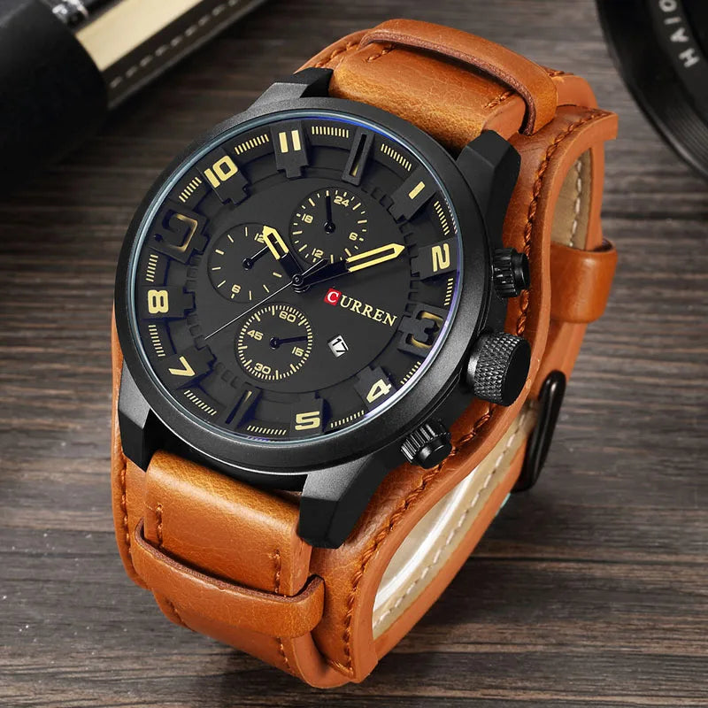 New Luxury Watch – Fashion Quartz Watch with Leather Strap & Date Function for Casual Sports ⌚🕒