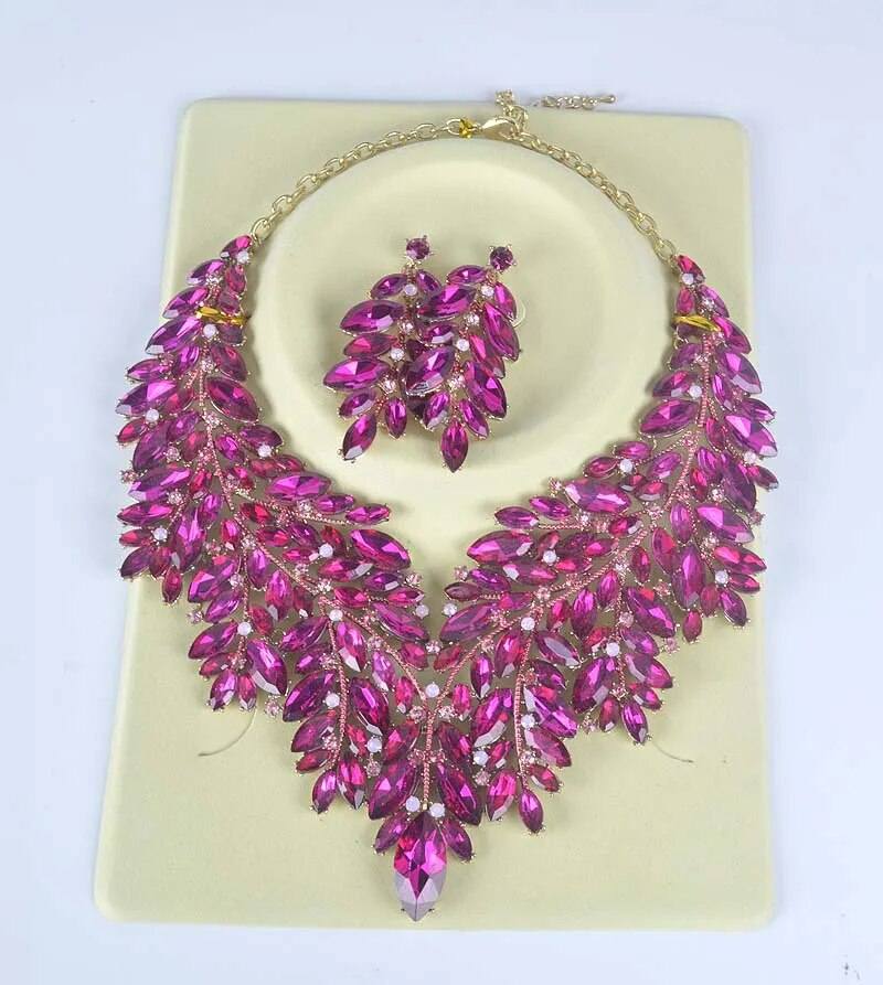 Shop All I Want fuchsia SHOP ALL I WANT Rhinestone Crystal Jewelry Sets 💎