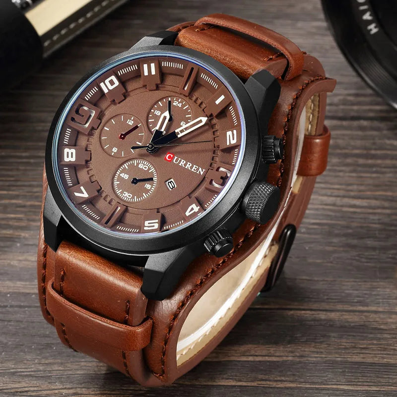 New Luxury Watch – Fashion Quartz Watch with Leather Strap & Date Function for Casual Sports ⌚🕒