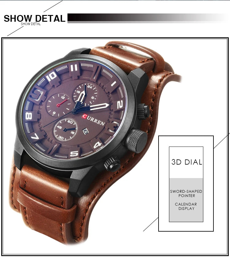 New Luxury Watch – Fashion Quartz Watch with Leather Strap & Date Function for Casual Sports ⌚🕒