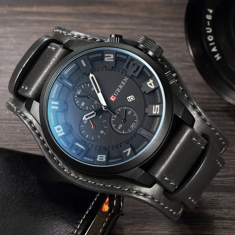 New Luxury Watch – Fashion Quartz Watch with Leather Strap & Date Function for Casual Sports ⌚🕒