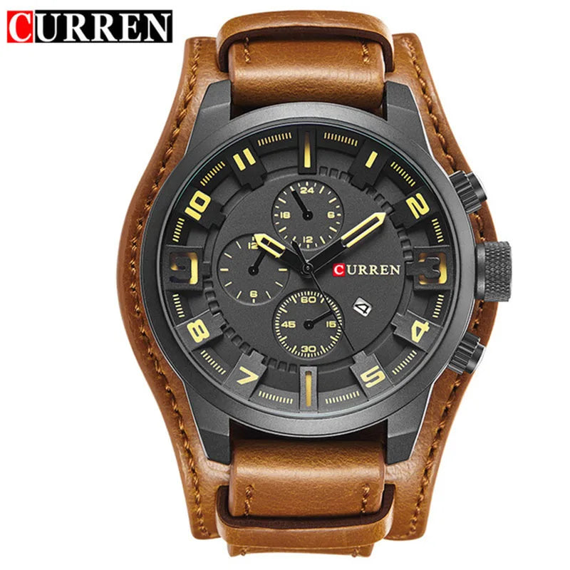 New Luxury Watch – Fashion Quartz Watch with Leather Strap & Date Function for Casual Sports ⌚🕒