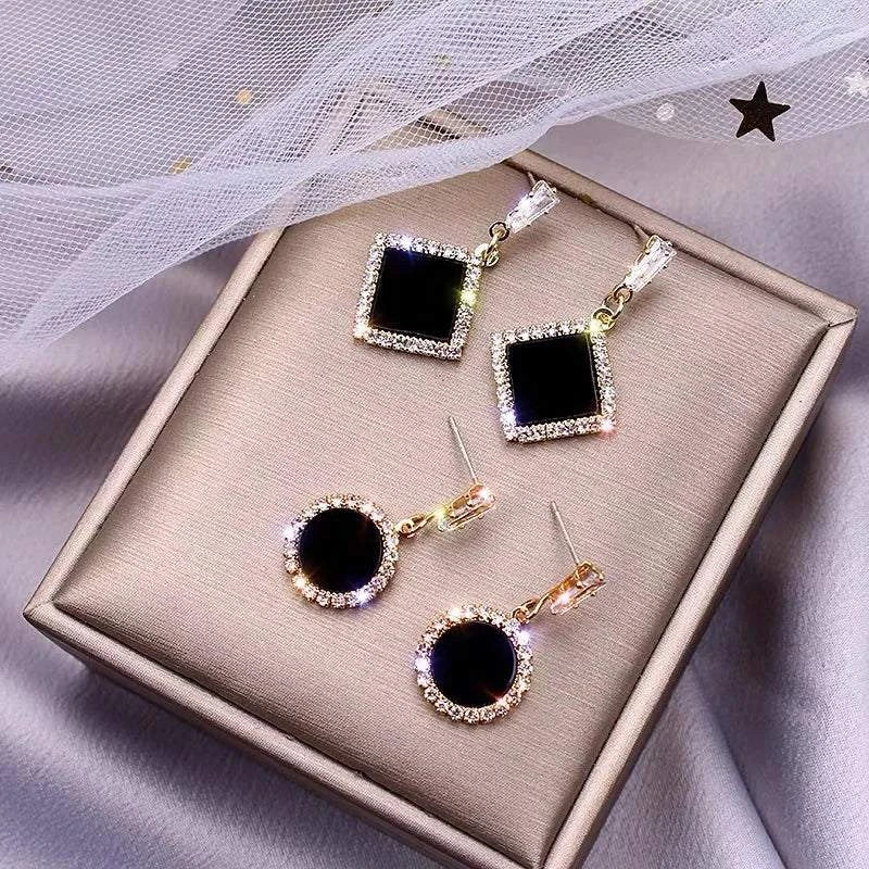 Shop All I Want SHOP ALL I WANT Hot Korean Black Rhinestone Earrings ⚫💎 #FashionVersatility