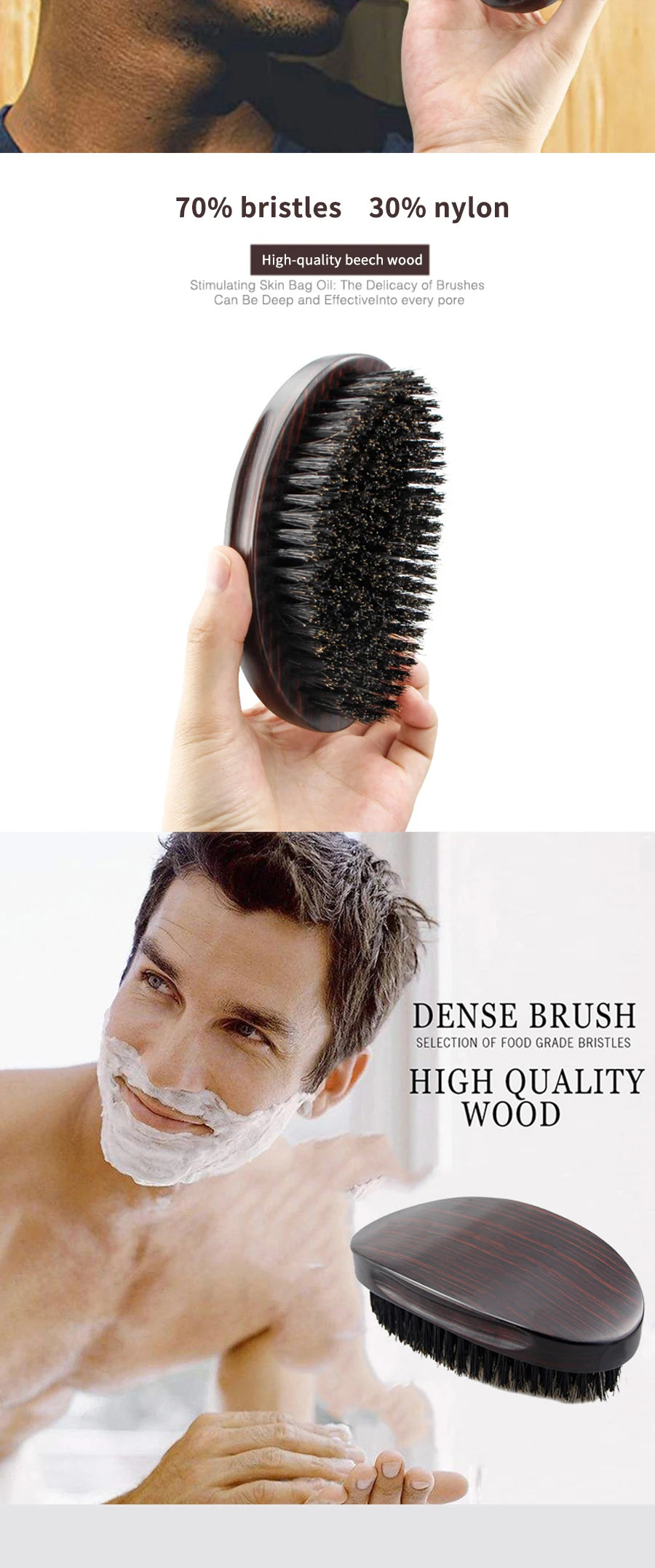 New MAN Hair Brush – Boar Bristle Beard & Shaving Comb for Face Massage and Hair Cleaning 🧔✨