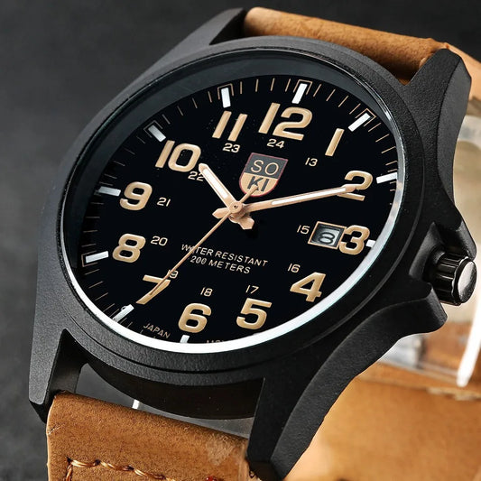 Casual Leather Strap Quartz Wristwatch | Fashion Men’s Simple Sport Clock ⌚