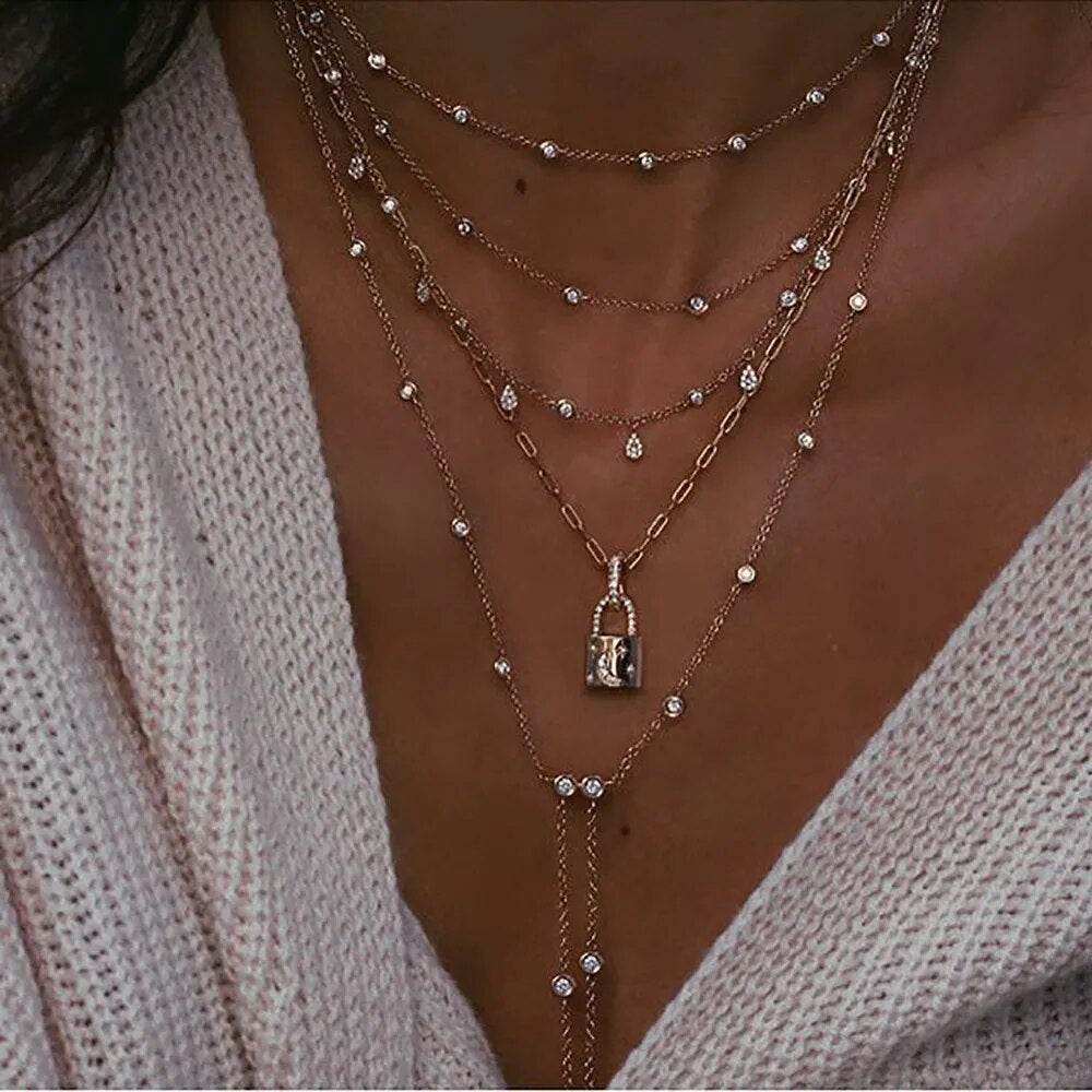 Shop All I Want NE-0458-5 SHOP ALL I WANT Vintage Crystal Star Moon Necklace 🌟🌙