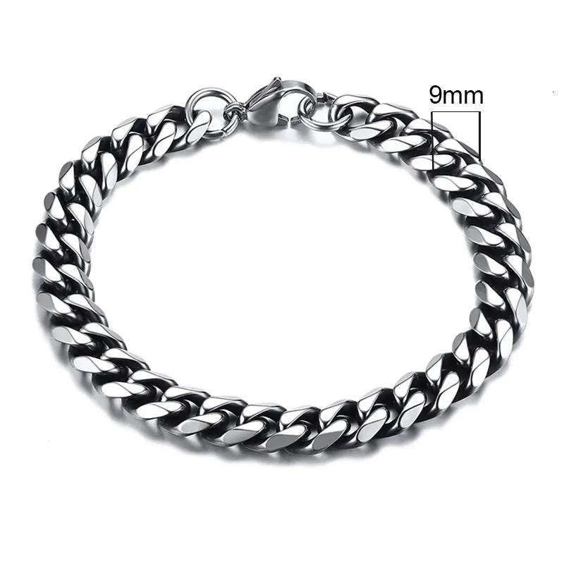 Shop All I Want 9mm Vintage Silver / 18cm SHOP ALL I WANT Men's Chunky Miami Curb Bracelet 🌟🔗