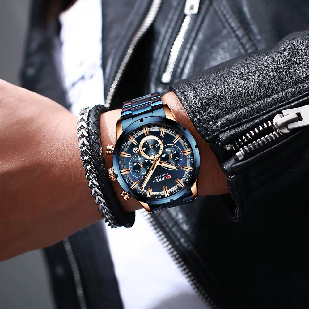 Business Watch | Blue Dial Stainless Steel Waterproof Luxury ⌚