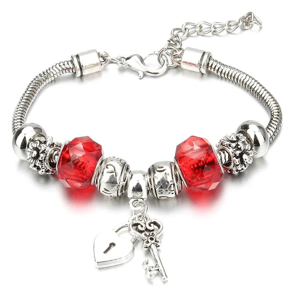 Shop All I Want 40 Shop All I Want 🐘 Antique Elephant Key Lock Bracelet – 6 Colors, Glass Beads & Bangle, DIY Jewelry Gift for Women 🎁