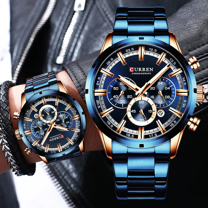 Business Watch | Blue Dial Stainless Steel Waterproof Luxury ⌚