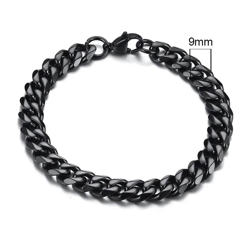 Shop All I Want 9mm Black / 18cm SHOP ALL I WANT Men's Chunky Miami Curb Bracelet 🌟🔗