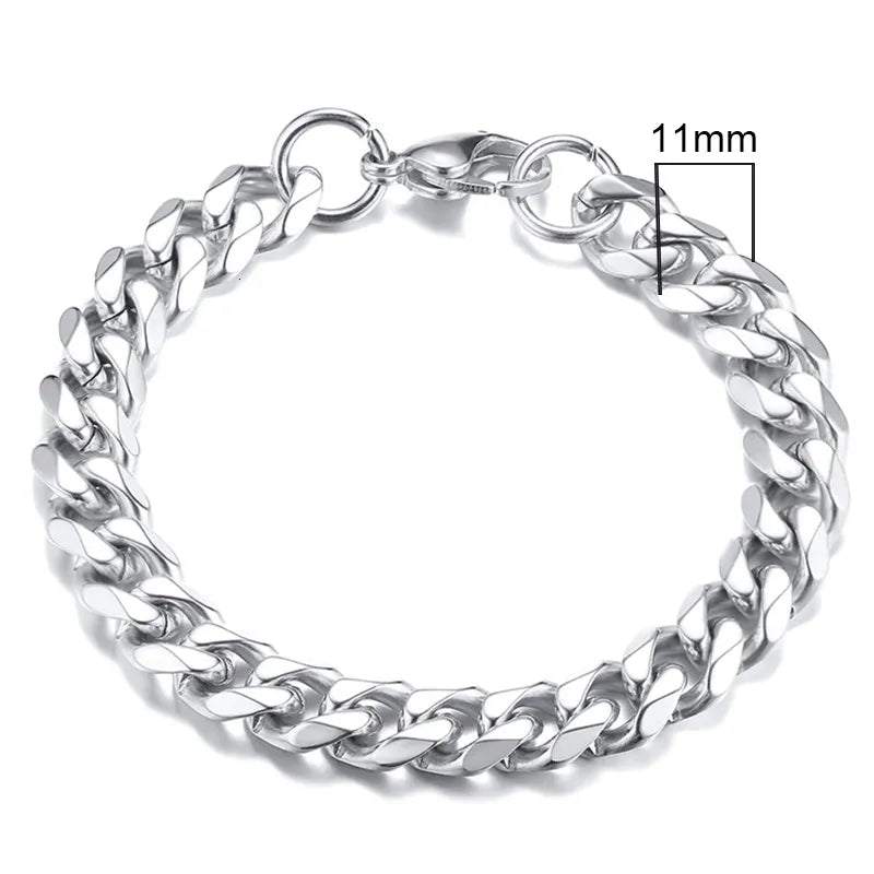 Shop All I Want 11mmSilver / 18cm SHOP ALL I WANT Men's Chunky Miami Curb Bracelet 🌟🔗