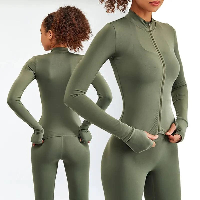 Shop All I Want SHOP ALL I WANT Newest Zipper Long Sleeve Yoga Set 🧘‍♀️💪 #Sportswear