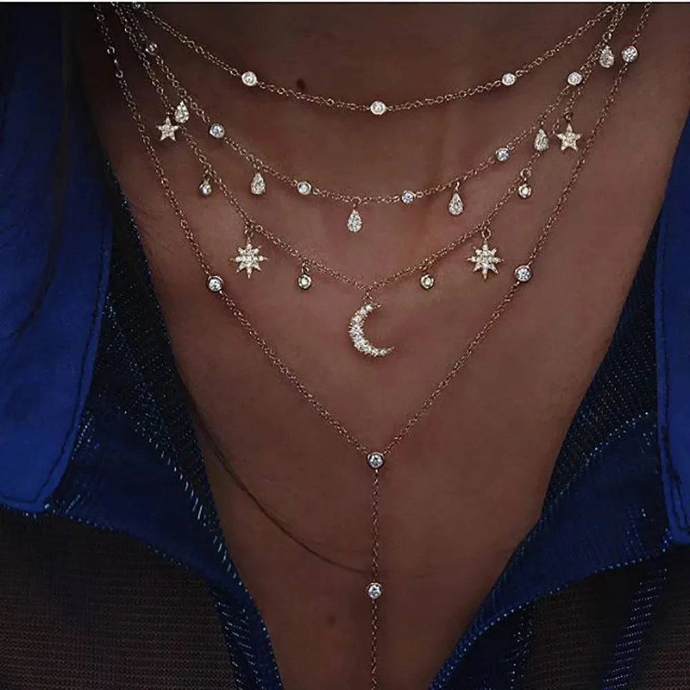 Shop All I Want NE-0458-NE-0002-27 SHOP ALL I WANT Vintage Crystal Star Moon Necklace 🌟🌙