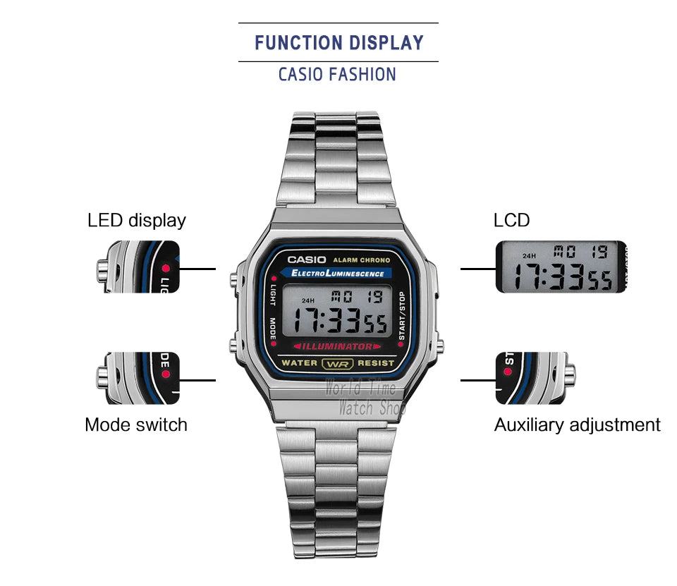 Silver LED Digital Watch | Luxury Waterproof Quartz for Men ⌚