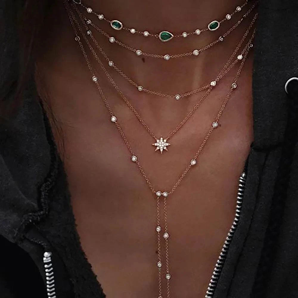 Shop All I Want NE-0458-10 SHOP ALL I WANT Vintage Crystal Star Moon Necklace 🌟🌙