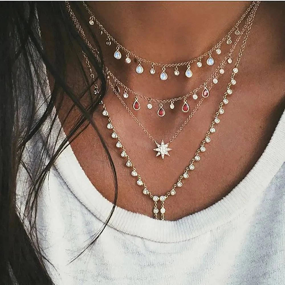 Shop All I Want NE-0458-9 SHOP ALL I WANT Vintage Crystal Star Moon Necklace 🌟🌙