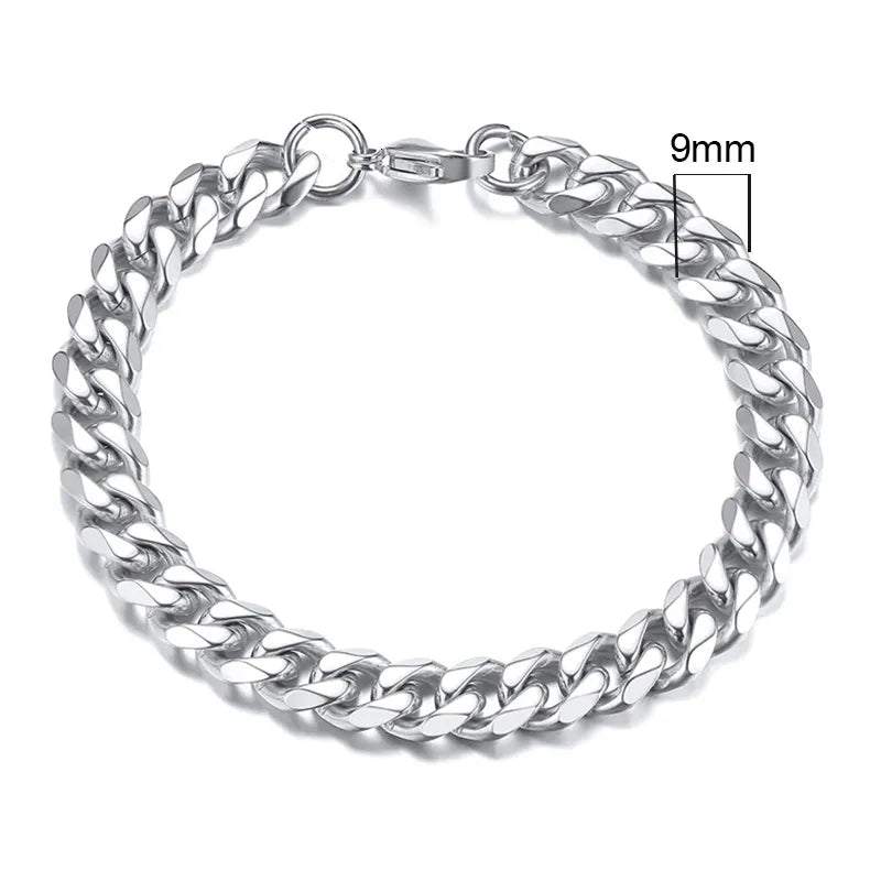 Shop All I Want 9mmSilver / 18cm SHOP ALL I WANT Men's Chunky Miami Curb Bracelet 🌟🔗