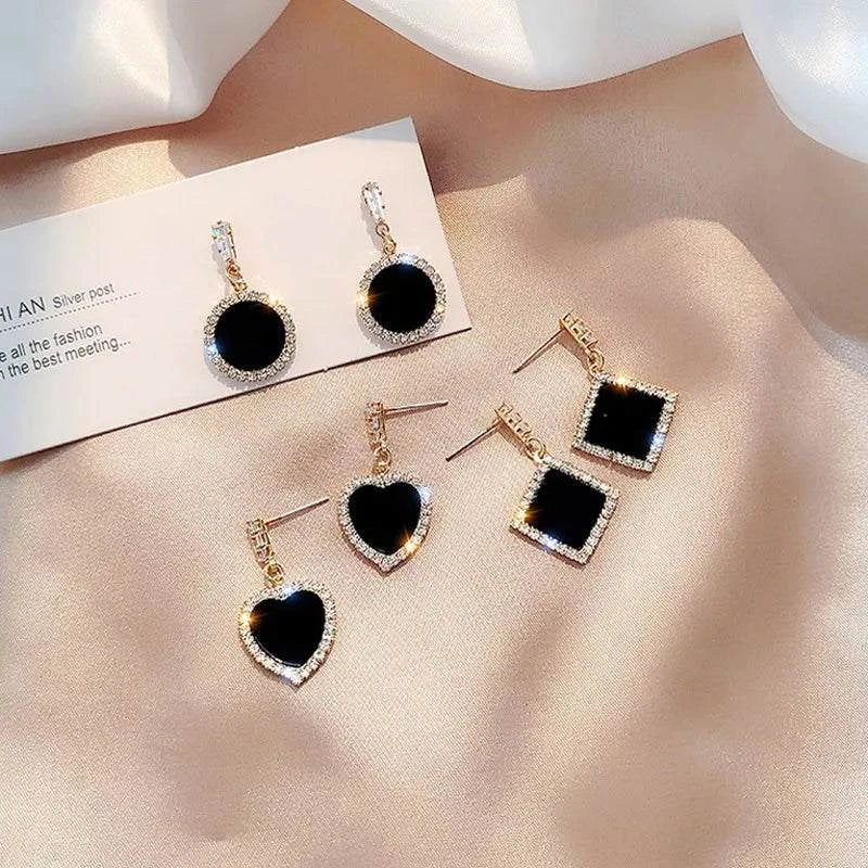 Shop All I Want SHOP ALL I WANT Hot Korean Black Rhinestone Earrings ⚫💎 #FashionVersatility