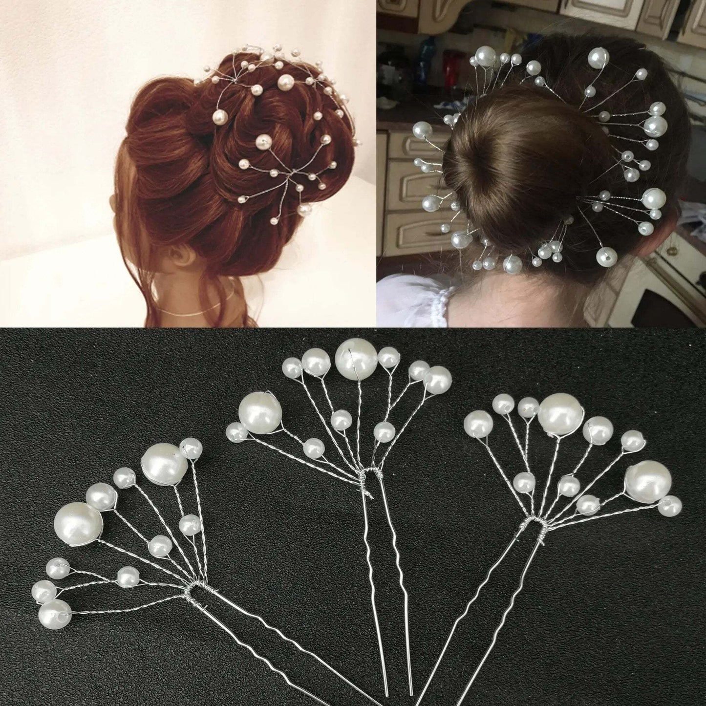 Shop All I Want 3pcs wired pearl SHOP ALL I WANT Women U-shaped Hairpins