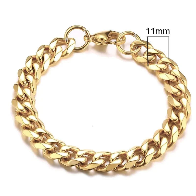 Shop All I Want 11mm Gold / 18cm SHOP ALL I WANT Men's Chunky Miami Curb Bracelet 🌟🔗