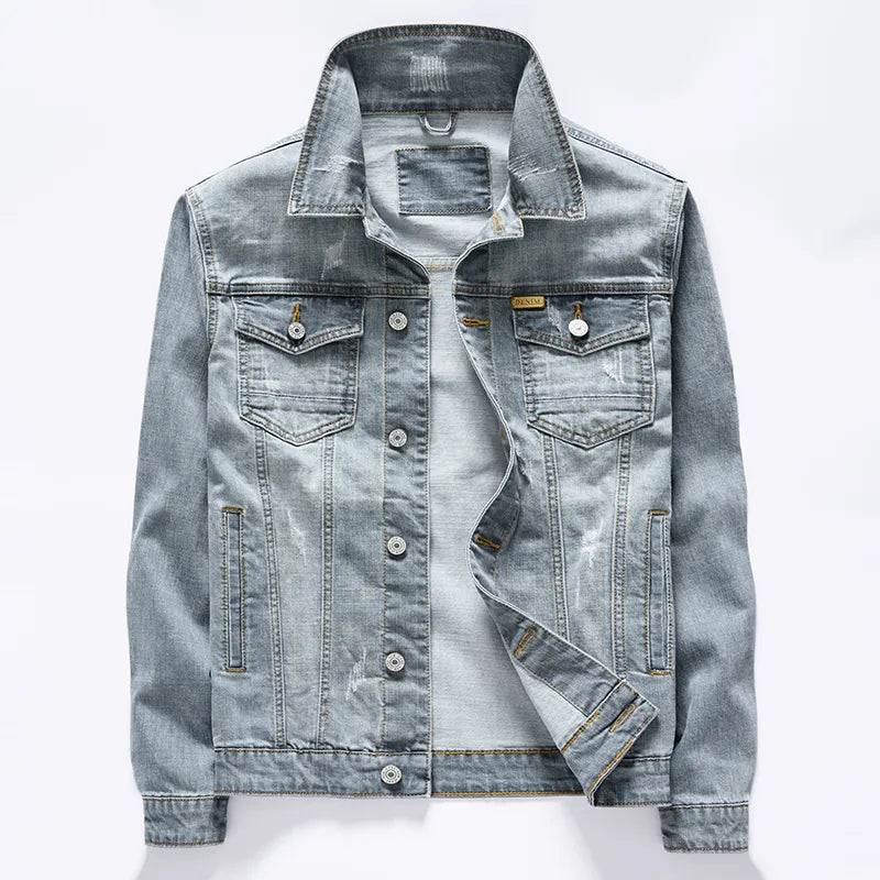 Shop All I Want Gray / Asia L (50-60KG) SHOP ALL I WANT Classic Denim Jacket for Men 🧥👖