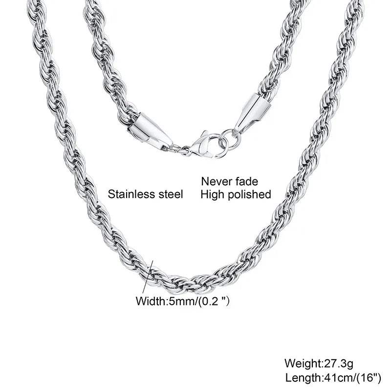 Shop All I Want 5mm NC-547S / 18 inch SHOP ALL I WANT Timeless Rope Chain Necklace