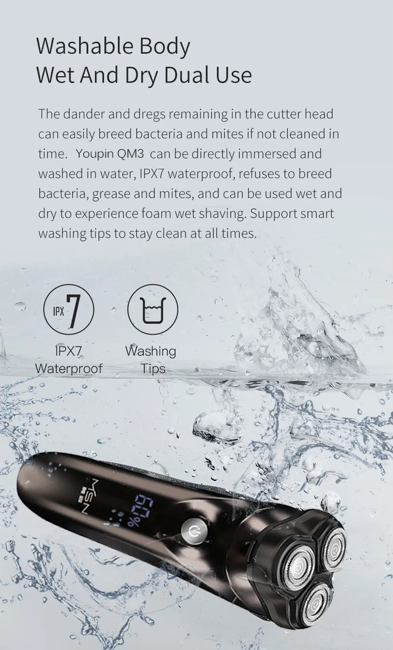 Men's Smart Electric Shaver – Waterproof Beard Trimmer for Wet & Dry Use 💧✨