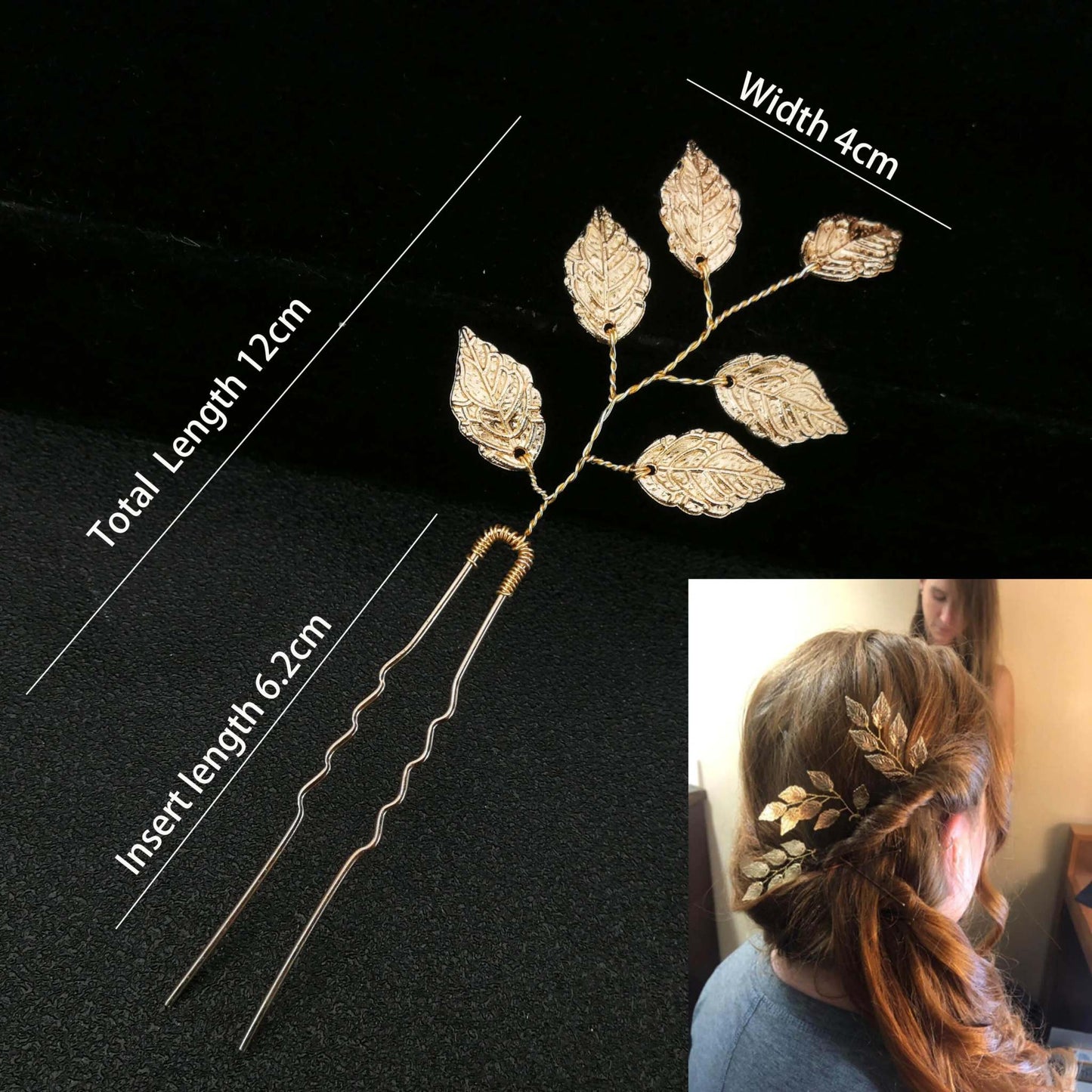 Shop All I Want Gold Leaves 1pc SHOP ALL I WANT Women U-shaped Hairpins