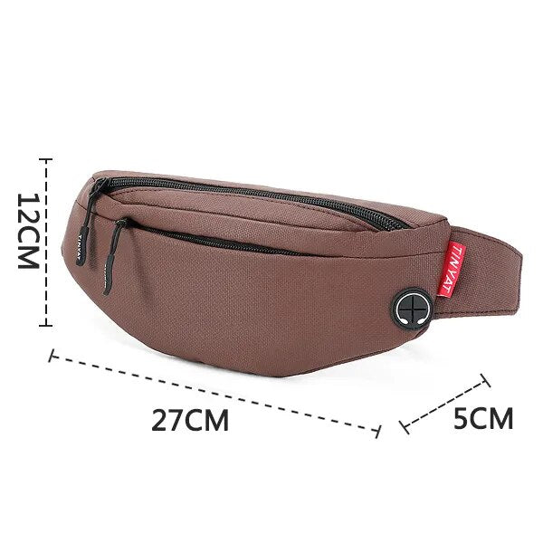 Shop All I Want T2003 PU Brown / China SHOP ALL I WANT Canvas Waist Bag with Multiple Pockets