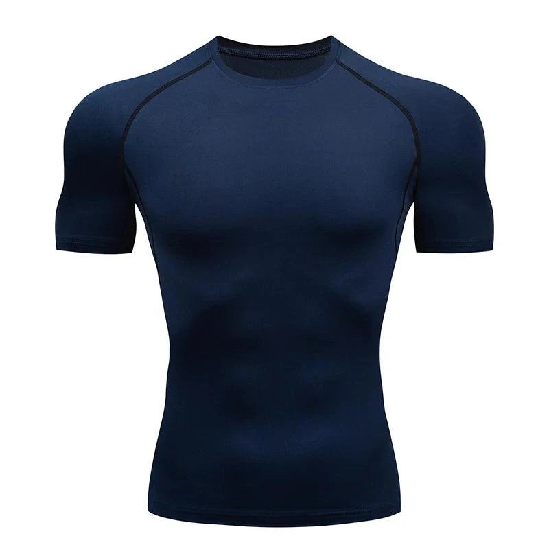 Shop All I Want 1507-DarkBlue / S Fit ( 45-50 Kg ) Shop All I Want 🏃‍♂️ Men’s Running Compression T-Shirt – Short Sleeve, Gym Fitness, Athletic Top for Jogging & Tracksuits 🌟