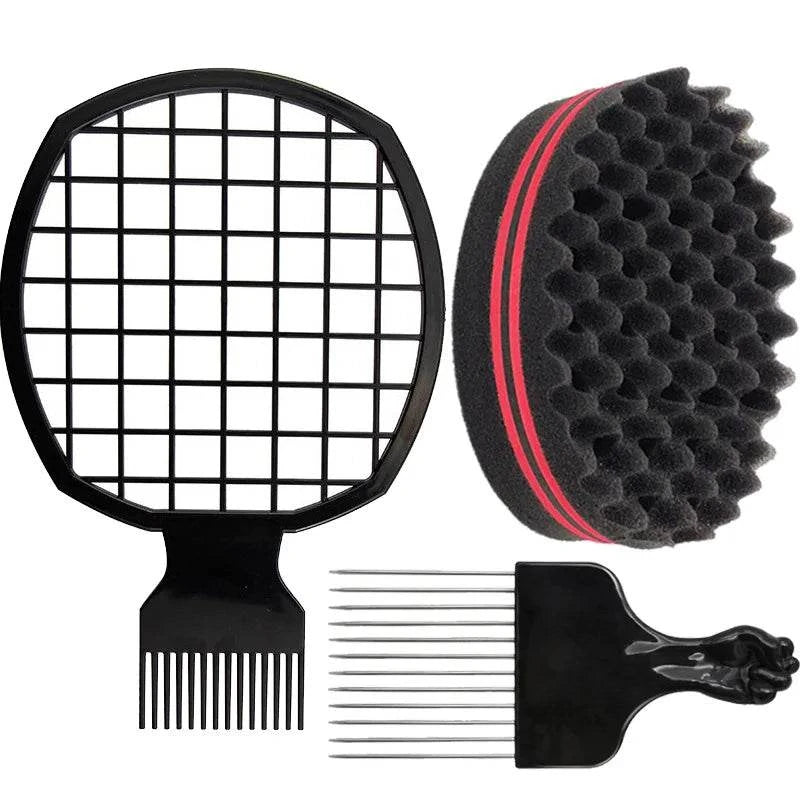 Shop All I Want Shop All I Want 💇‍♂️ Hair Brush Sponge for Dreads – Double-Sided Metal Pick, Big Holes, Breathable Perm Styling Brush 🌟