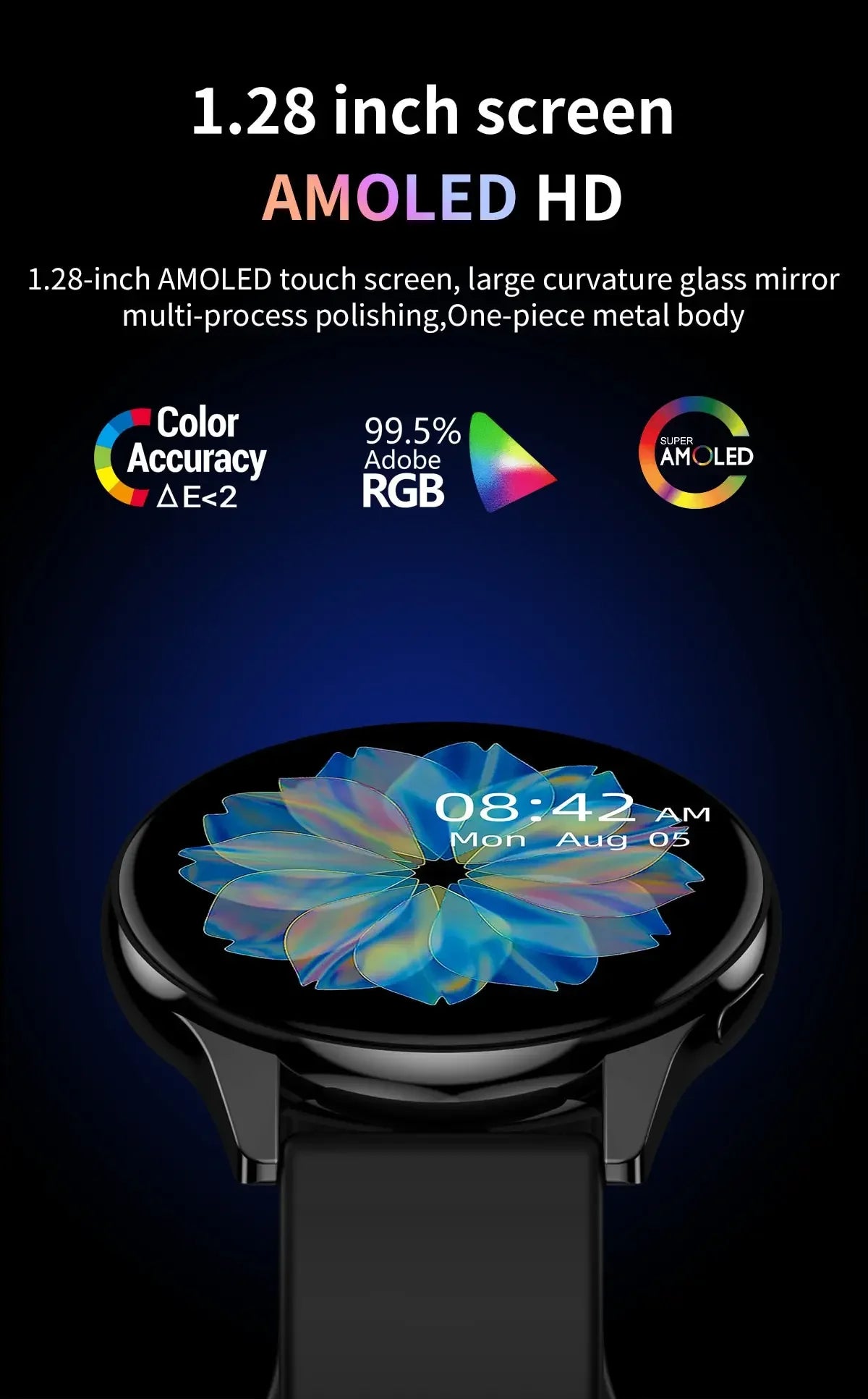 Round Smart Watch for Men and Women – Bluetooth Call Fitness Tracker with Custom Watch Face for Android and iOS Compatibility 📱⌚