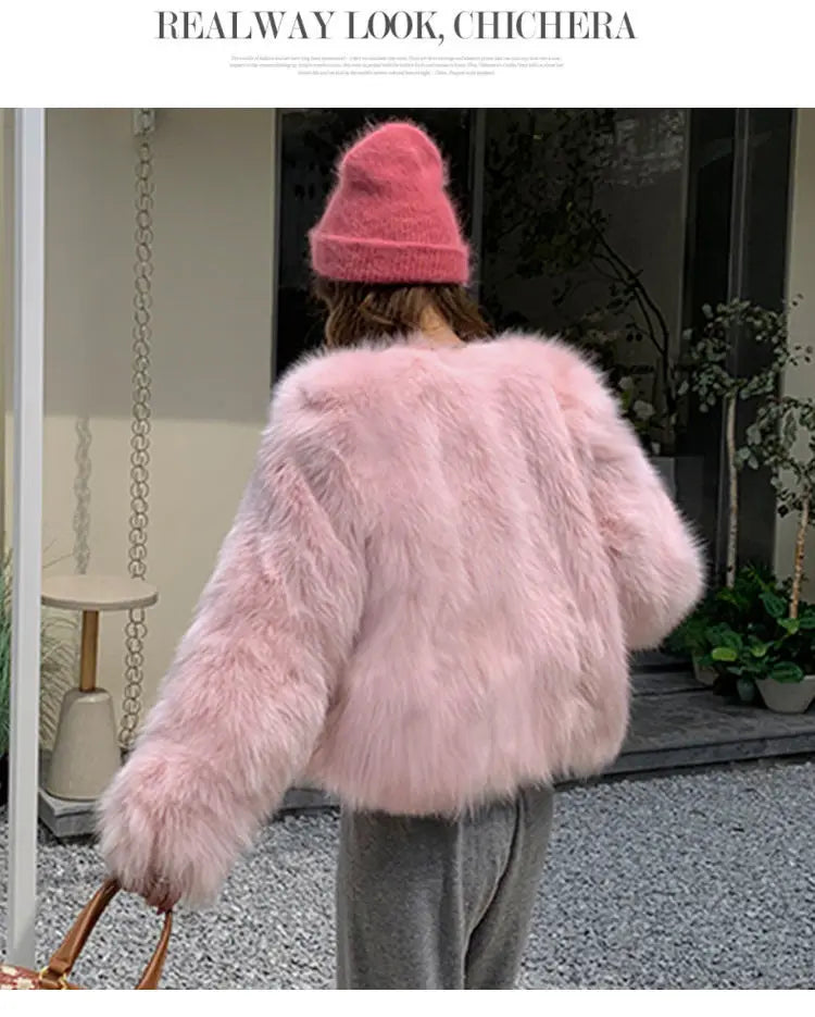 Women’s Faux Fur Coat 2024 – Casual Imitation Fox Fur Jacket for Winter 🍂✨