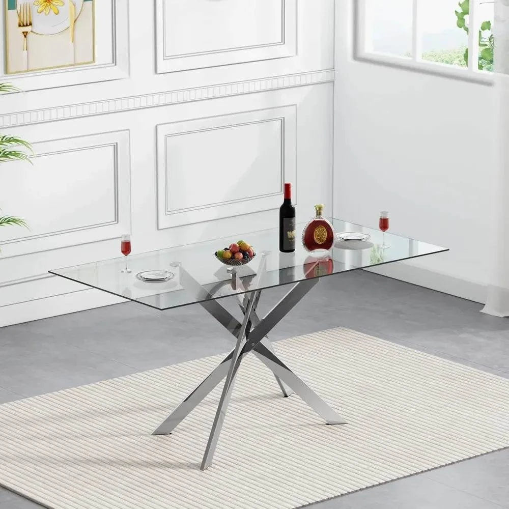 5-Piece Glass Dining Set 🍽️ | 51” Rectangular Table with Velvet ChairTransform your dining area with the 5-Piece Glass Dining Set 🍽️, featuring a stunning 51” rectangular tempered glass table paired with luxurious velvet chairs. PerfShop All I WantShop All I Want4