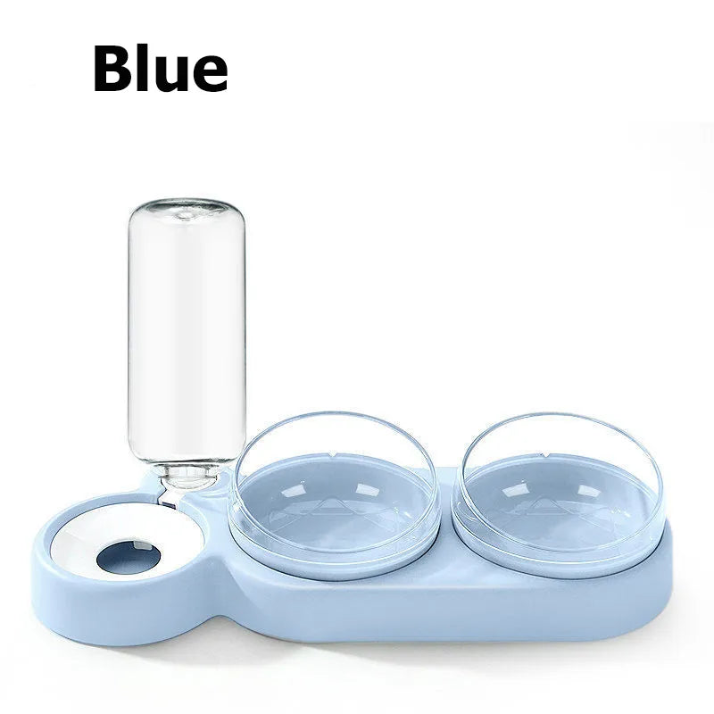 Shop All I Want Blue SHOP ALL I WANT Double Bowl Cat Feeder