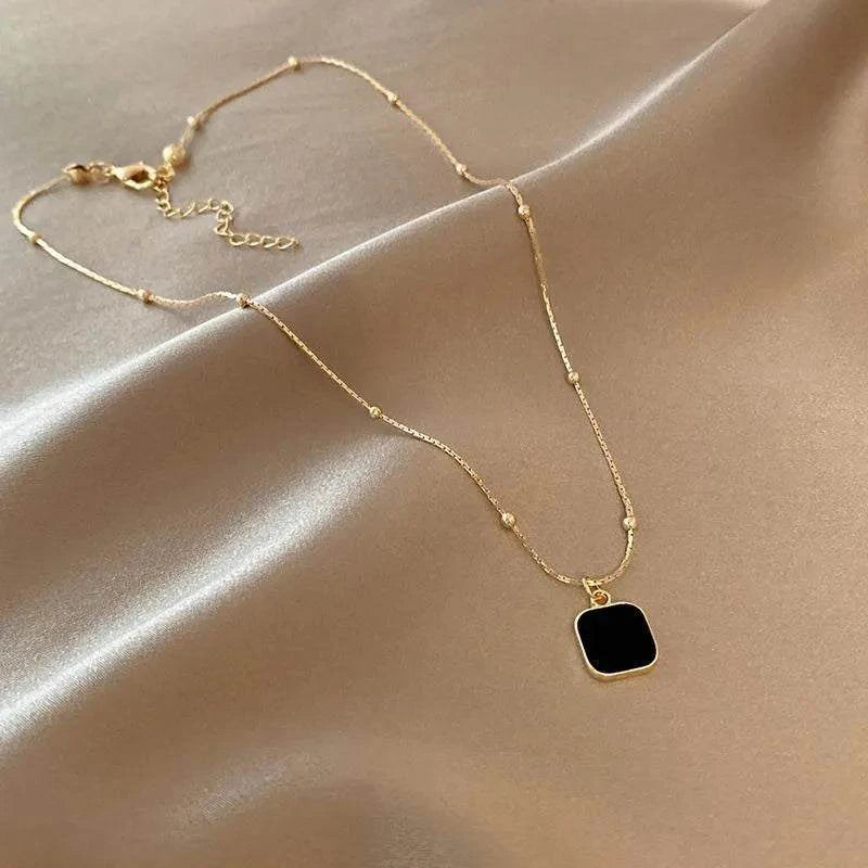 Shop All I Want SHOP ALL I WANT Stainless Steel Black Square Pendant Necklace 🖤✨ #MinimalistChic