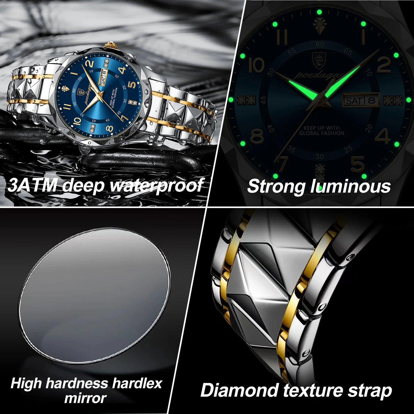 Luxury Men’s Wristwatch – Waterproof Luminous Date & Week Leather Watch for Sports, Quartz Men’s Clock ⌚🌊