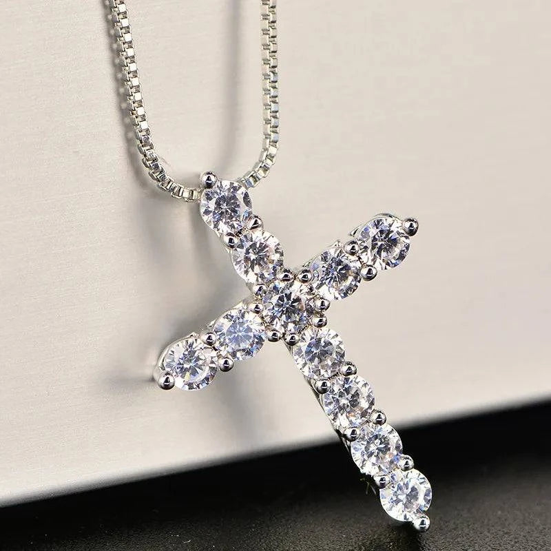 Shop All I Want 60cm 24inches Shop All I Want ✨ 16-24" Sterling Silver Necklace – Shiny Cross Pendant, Perfect Gift for Men & Women 🎁