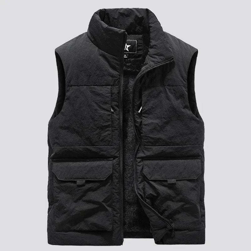 Shop All I Want Black / S SHOP ALL I WANT Cotton-Padded Sleeveless Workwear Vest