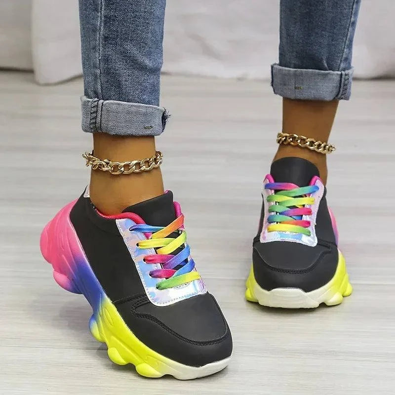 Shop All I Want black / 35 Shop All I Want Trendy Rainbow Sneakers