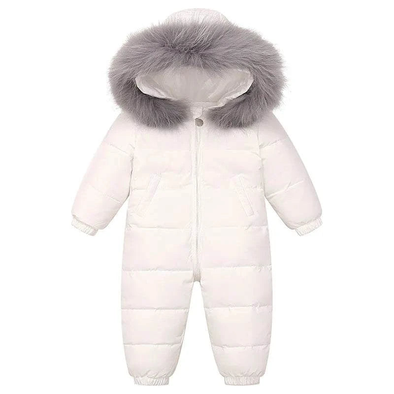 Shop All I Want Shop All I Want ❄️ RAISE Winter Baby Down Jumpsuit – Real Raccoon Fur Hood, Snowsuit for Toddler Boys & Girls, Infant Overalls 🌟