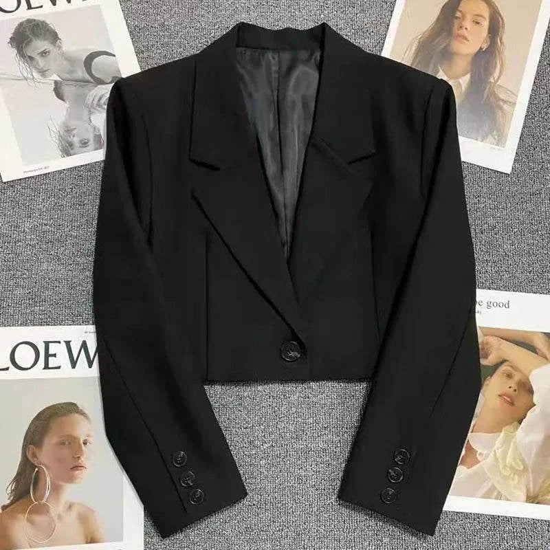 Shop All I Want black / XL SHOP ALL I WANT Trendy Cropped Blazer