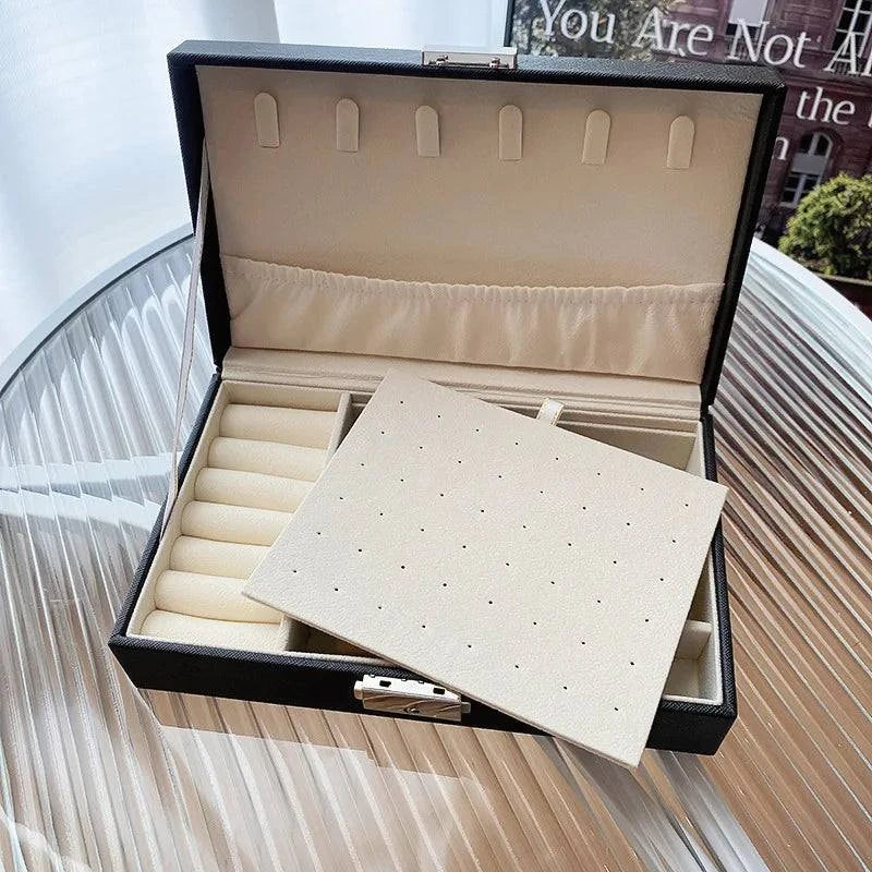 Shop All I Want Shop All I Want 💎 Simple Lockable Jewelry Packaging – High-End Earrings Storage Box, Dustproof, Large Capacity, Travel & Display 🌟