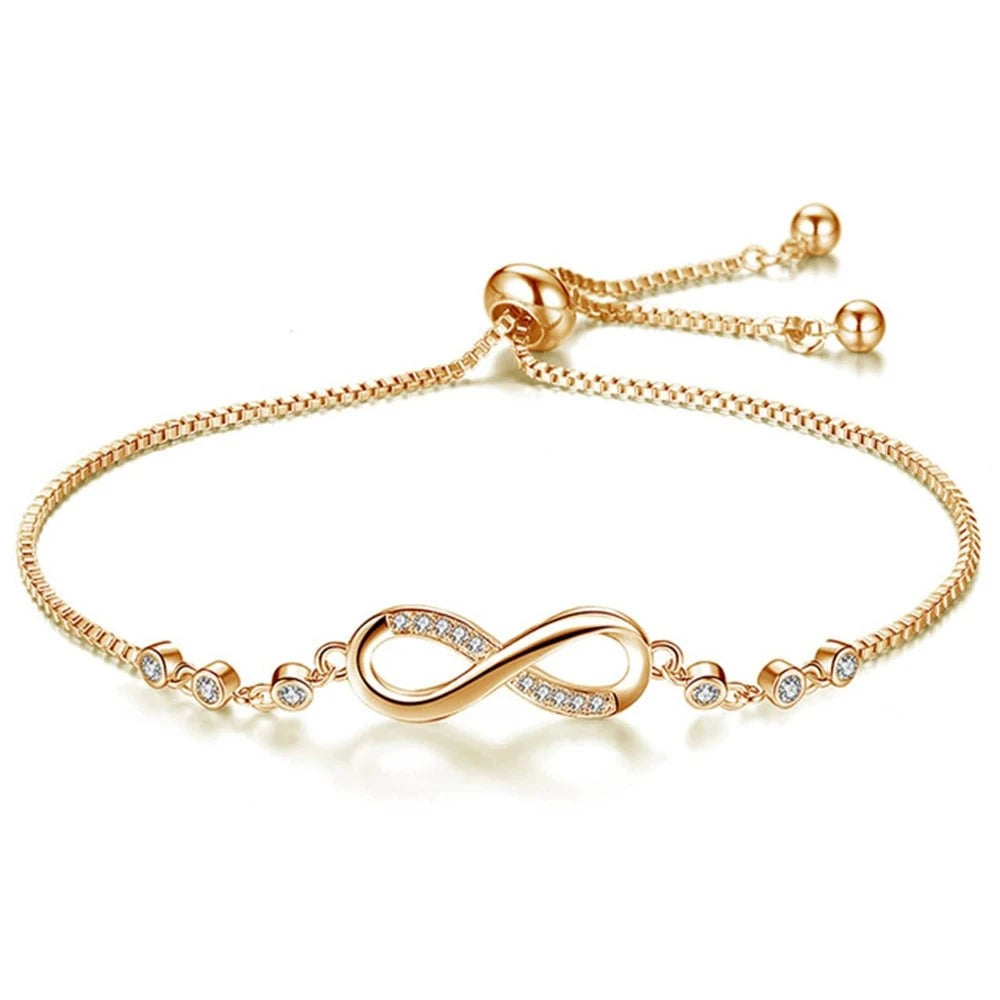 Shop All I Want gold / COLOR Shop All I Want 💎 Fashion Crystal Infinity Bracelet – Adjustable CZ Charm, Endless Love, Summer Tennis Bracelet, Perfect Birthday Gift 🎁